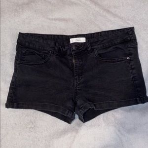 black denim shorts